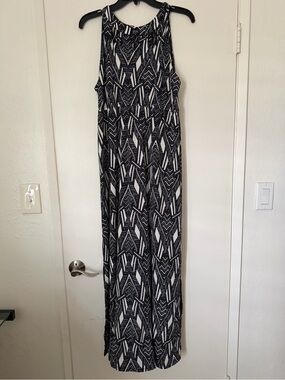 Style & Co. Black and White Geometric Maxi Dress-LG